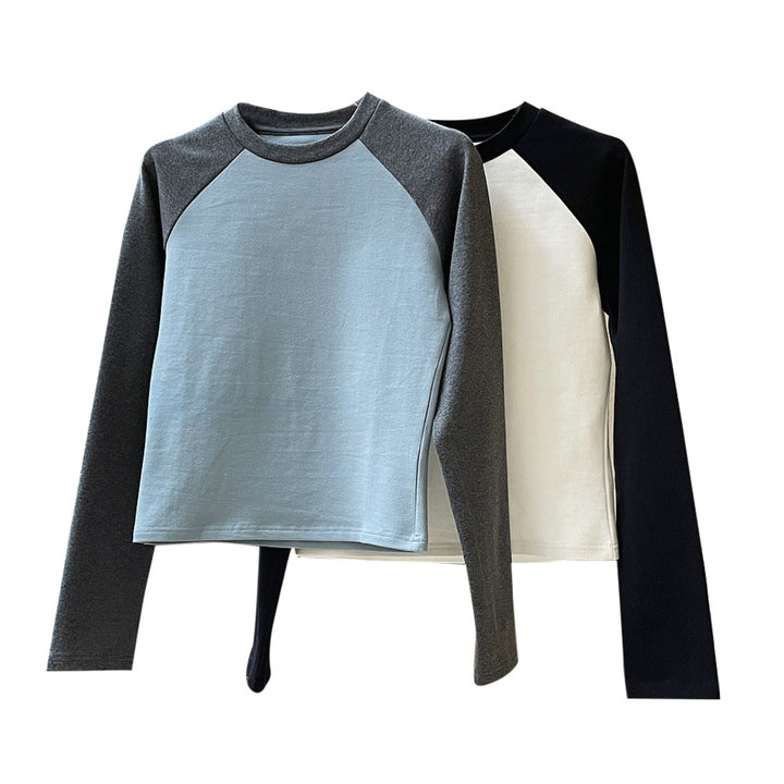 Women's Contrast Raglan Long Sleeve Shirt made of Cotton Jersey, Tailored Fit Mune Fashion
