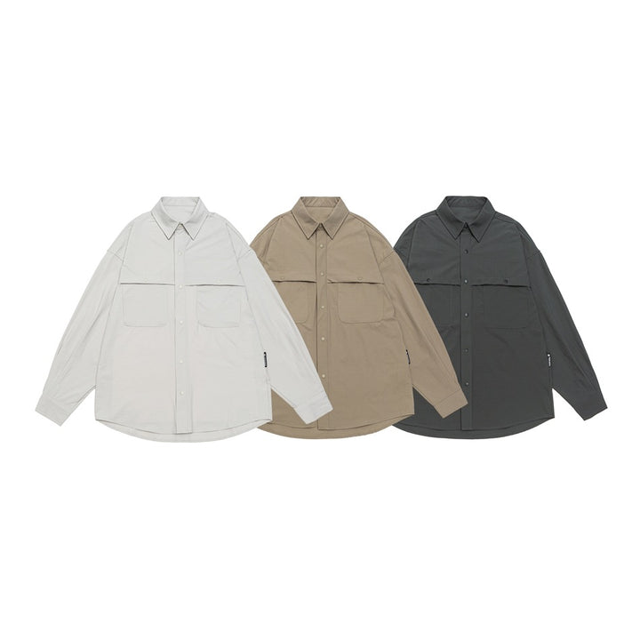 Unisex Oversized Shirt Jacket in Utility Style with Snap Button Placket Mune Fashion