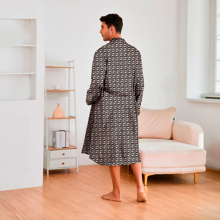 Men's Kimono with Modern Pattern and Belt Mune