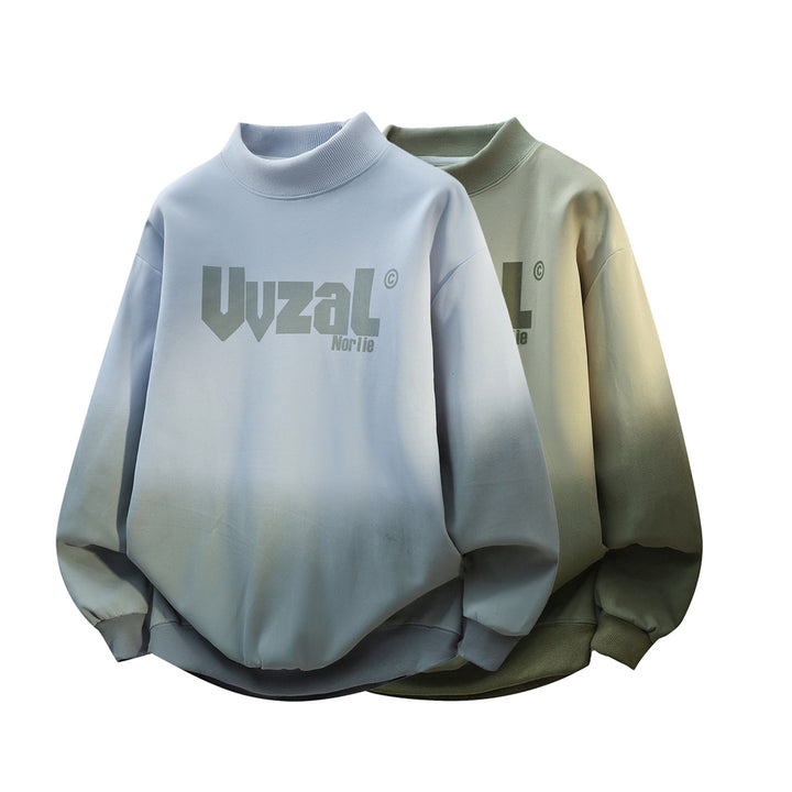 Unisex Oversize Sweatshirt with Stand-up Collar, Color Gradient & Distinctive Logo Print Mune Fashion