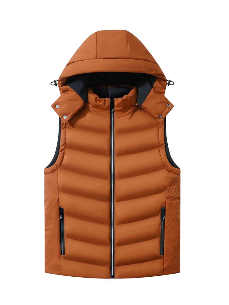 Men's quilted vest with removable hood, thermal lining, and water-repellent shell Mune Fashion