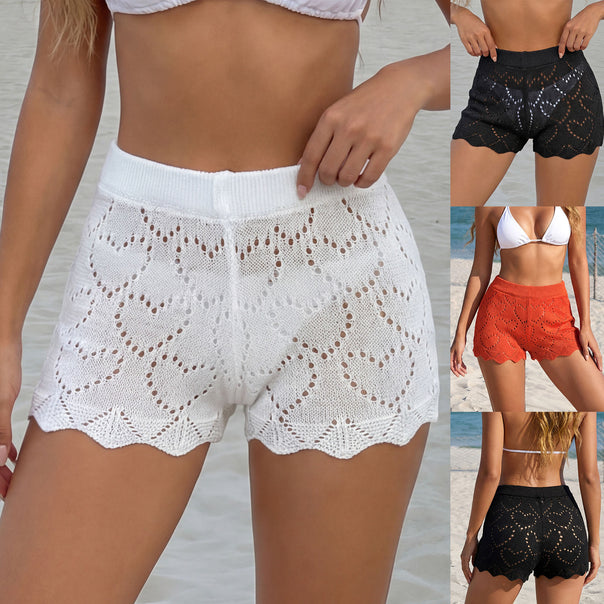 Ladies airy crochet shorts with hearts Mune Fashion