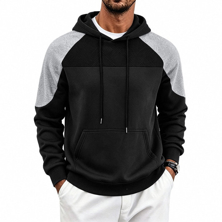 Men's hooded sweatshirt made of French Terry with waffle structure inserts and kangaroo pocket Mune Fashion