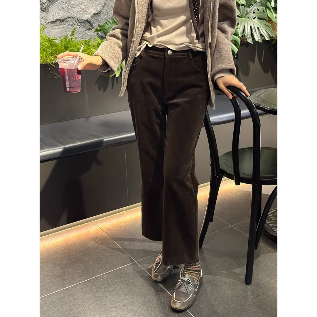 Women Elegant Flared Cord Pants Mune Fashion