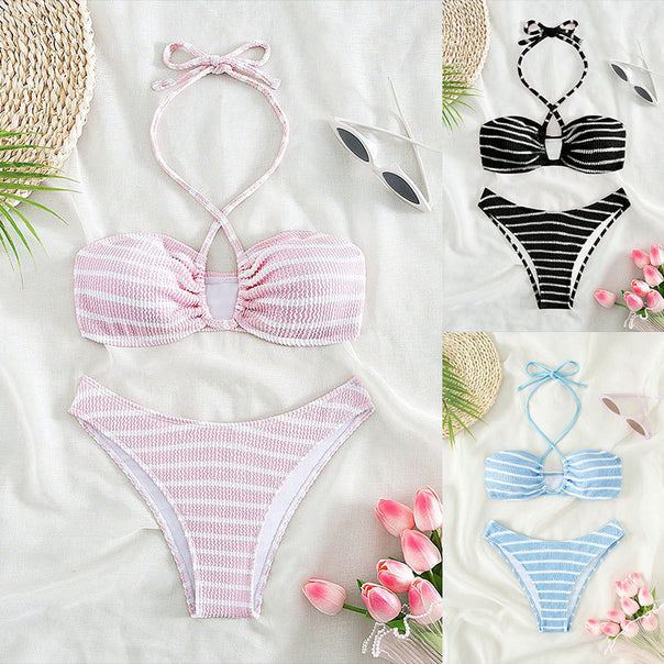 Women's Push-Up Bikini with adjustable straps and stylish striped design Mune Fashion