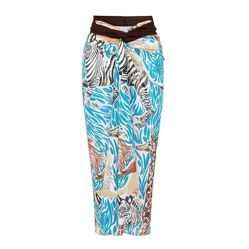 Women's One-Piece Swimsuit with Animal Print and Elegant Waistline Mune Fashion