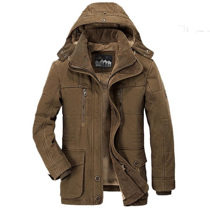 Men's canvas parka with warming corduroy and teddy lining, hood, and multifunctional pockets Mune Fashion