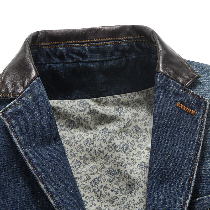 Men's Fashionable Denim Blazer with Fine Accents Mune Fashion