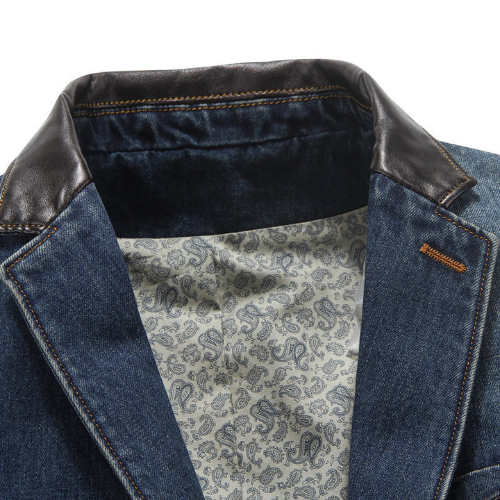 Men's Fashionable Denim Blazer with Fine Accents Mune Fashion