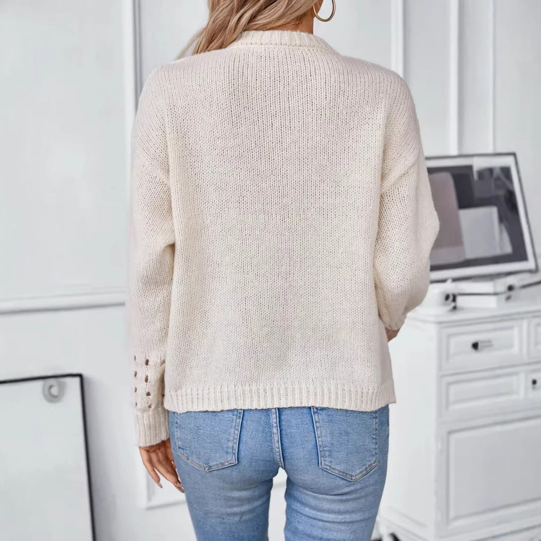 Women’s Fashion Knit Sweater with Lace Pattern