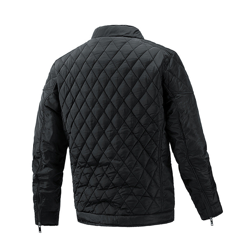 Men's quilted transitional jacket with diamond quilting, stand-up collar and zipper Mune Fashion