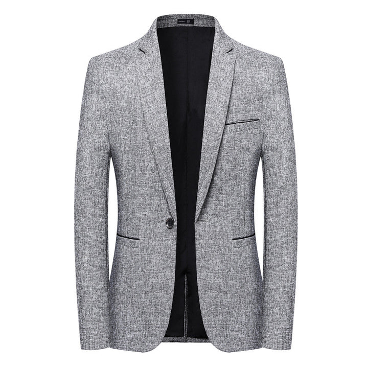 Men's Slim-Fit Structured Blazer in Linen-Tweed Look with Single-Button Silhouette Mune Fashion
