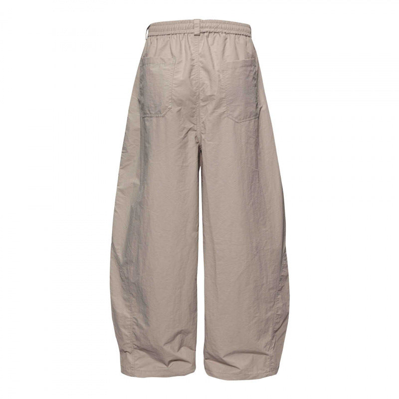 Women Wide-Cut Harem Pants with Elastic Waistband, Drawstring and Balloon Legs Mune Fashion