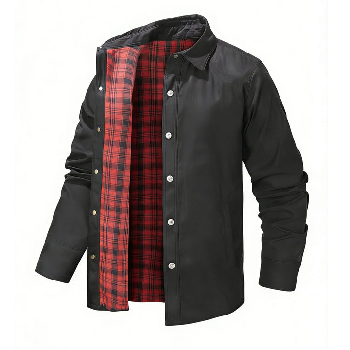 Men's lightweight transitional jacket with modern check pattern