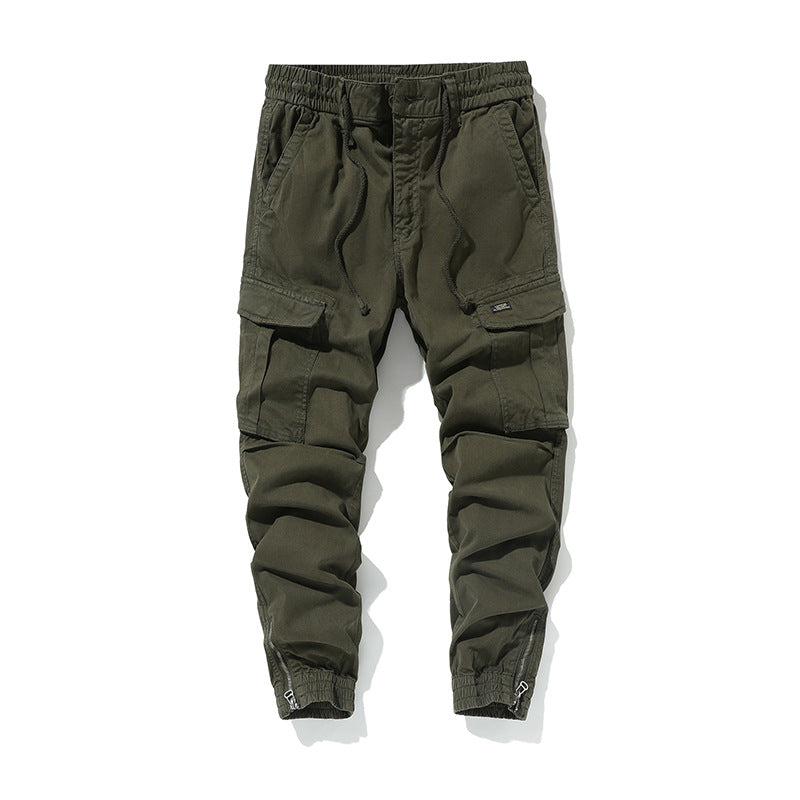 Men's Utility Cargo Jogging Pants with Multiple Pockets, Elastic Cuffs & Zipper Detail Mune Fashion