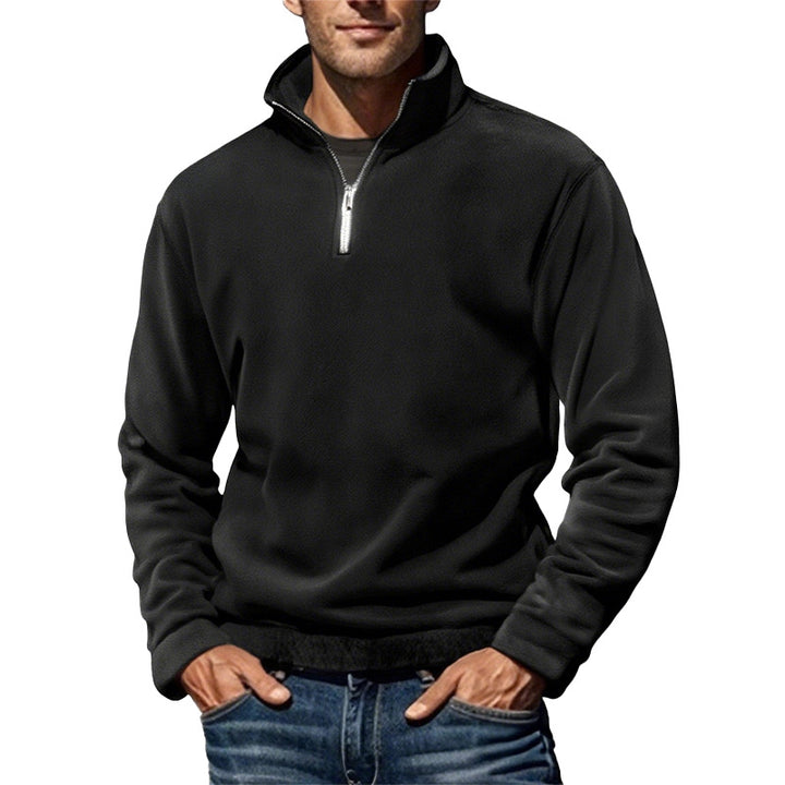 Men's Nano Fleece Half-Zip Pullover with Stand-Up Collar and Ribbed Cuffs Mune Fashion