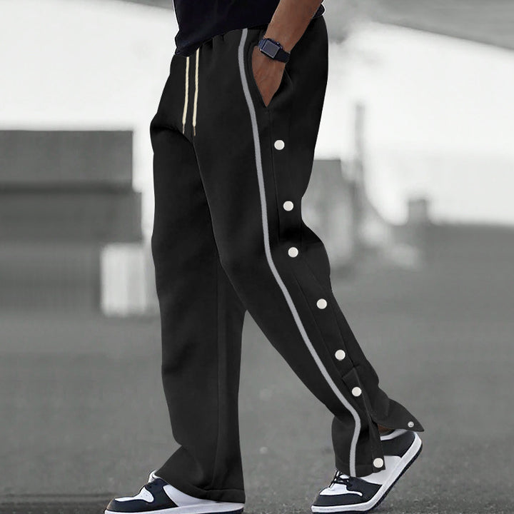 Men's side button jogging pants with contrast stripes and drawstring Mune Fashion