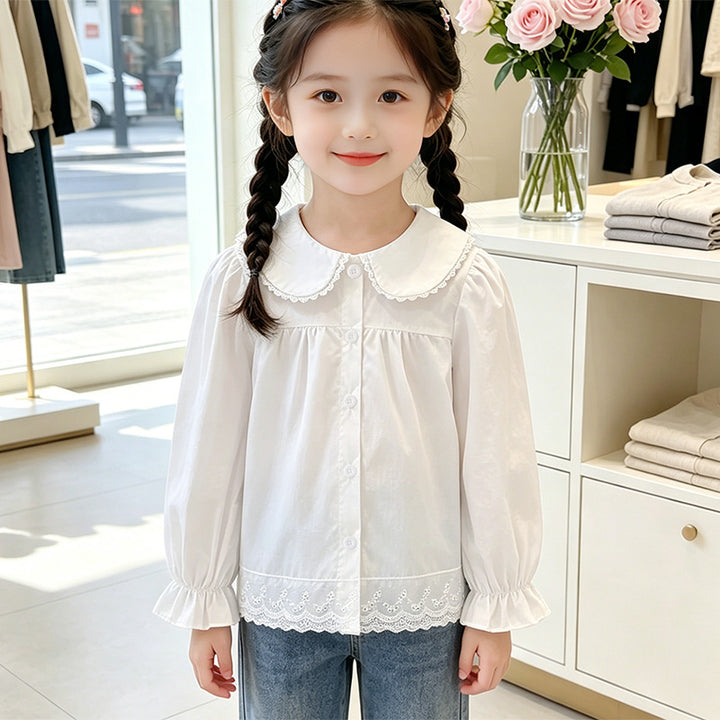 Girl elegant blouse with ruffled collar Mune Fashion
