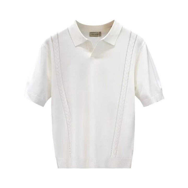 Men's Fashion Short Sleeve Polo Shirt with Structured Knit Look Mune Fashion