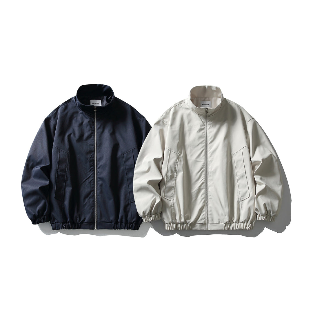 Men's Tech Bomber Jacket in Workwear Style with High Stand-Up Collar and Elastic Hem Mune Fashion