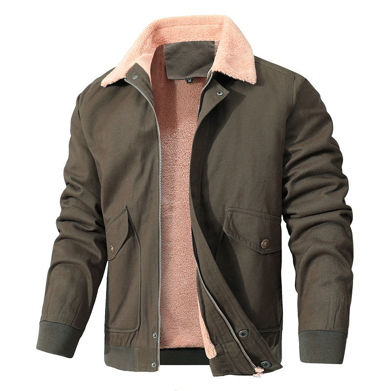 Men's Casual Worker Blouson made of canvas with warming teddy fleece lining and concealed front zipper Mune Fashion