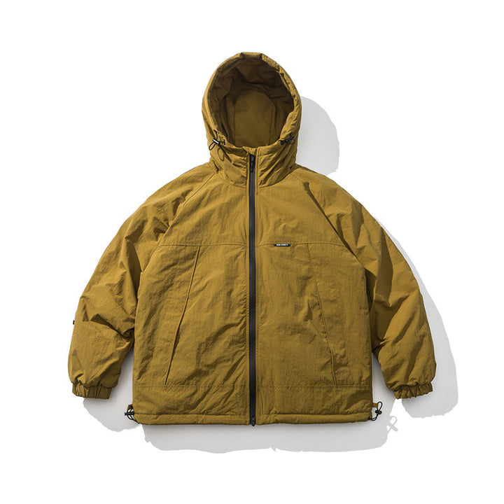 Unisex Oversized lightly padded ripstop hooded jacket with concealed two-way zipper Mune Fashion