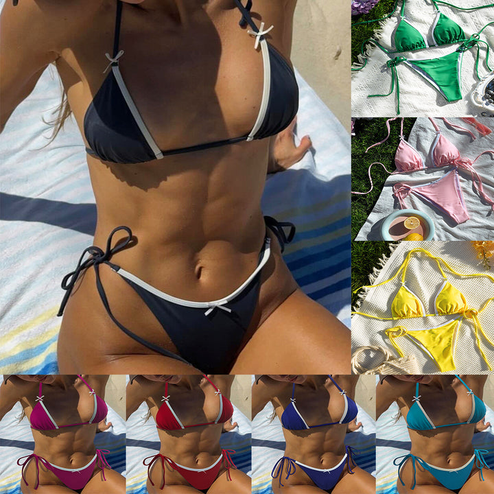 Ladies Triangle Bikini with playful tie straps Mune Fashion