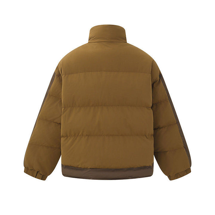 Unisex Short Cut Boxy Quilted Jacket with High Stand-Up Collar and Snap Button Placket Mune Fashion