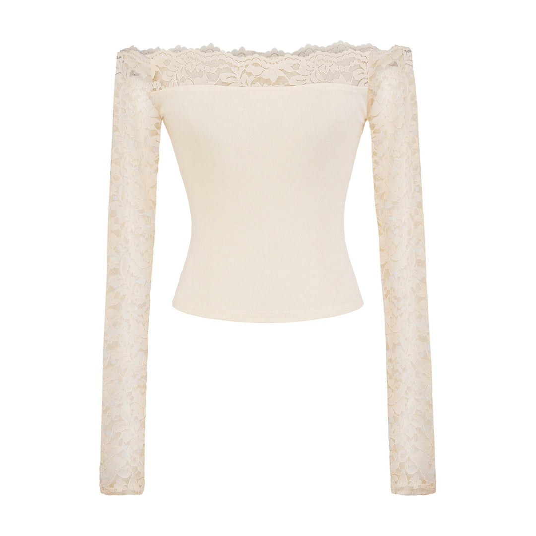 Ladies Carmen top with lace sleeves and off-the-shoulder cut Mune Fashion