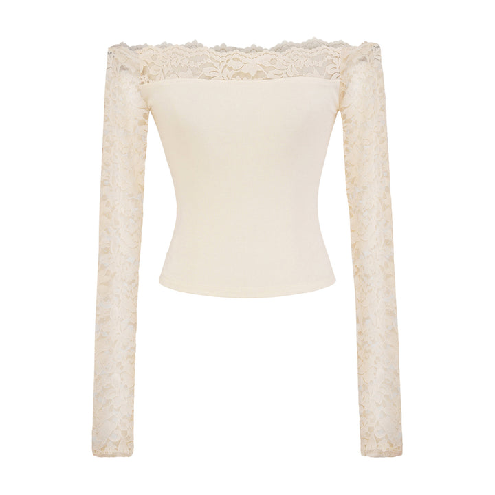 Ladies Carmen top with lace sleeves and off-the-shoulder cut Mune Fashion