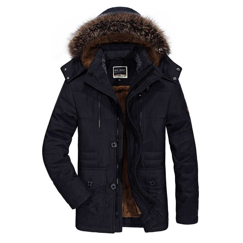 Men's thermo parka in field style with detachable faux fur hood and teddy fleece lining Mune Fashion