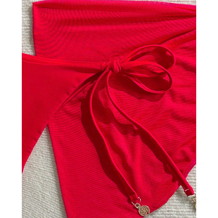 Ladies triangle bikini set with playful wrap skirt and adjustable straps Mune Fashion