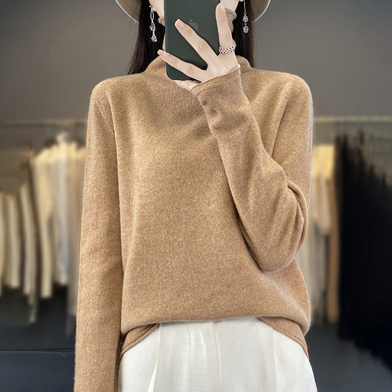 Women's Soft Fine Knit Roll Neck Sweater with Cashmere-Like Feel and Extended Cuffs Mune Fashion