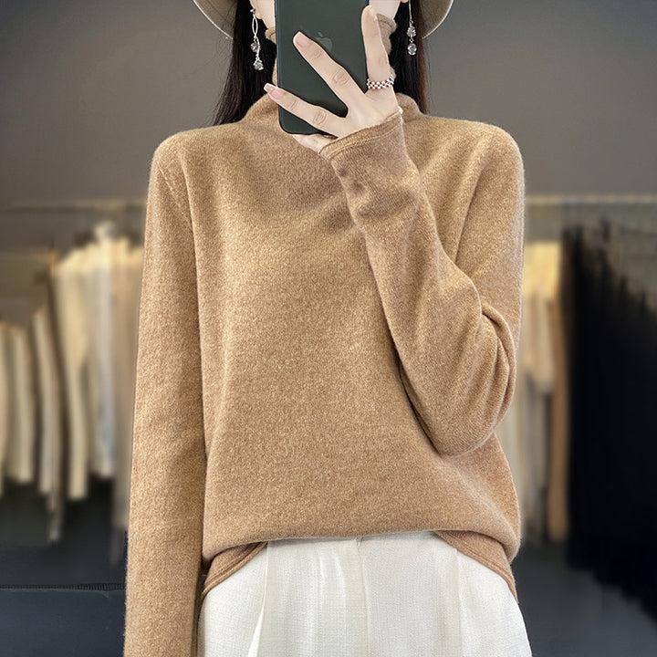 Women's Soft Fine Knit Roll Neck Sweater with Cashmere-Like Feel and Extended Cuffs Mune Fashion