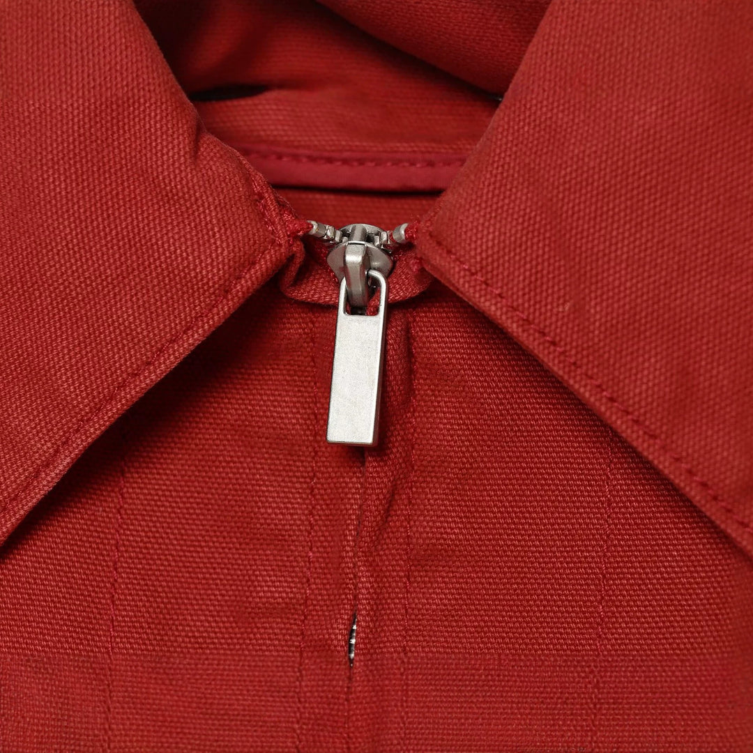 Women's Cropped Boxy Bomber Jacket with Shirt Collar, Zipper and Elastic Hem Mune Fashion