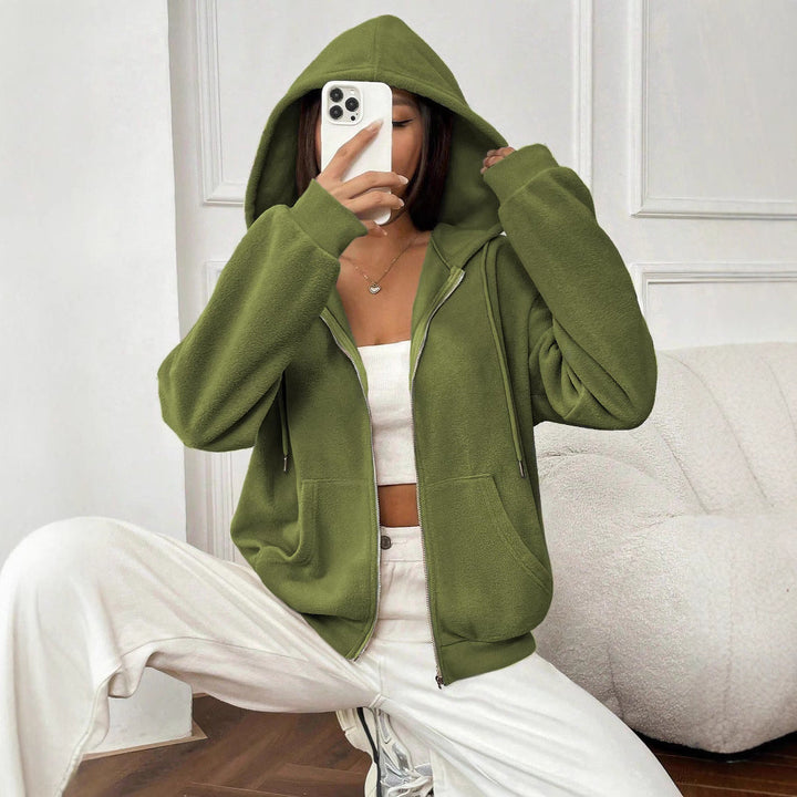 Women's Fleece Jacket with Hood and Practical Pockets Mune