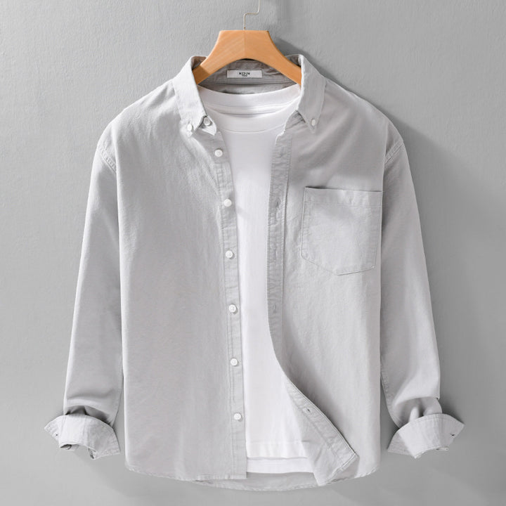 Men's Soft-Touch Layering Shirt made of Cotton Oxford with Inner Shirt, Kent Collar and Chest Pocket Mune Fashion