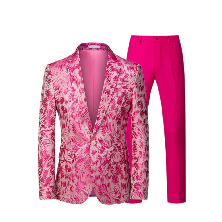 Men's Jacquard Blazer with Slim-Fit Suit Pants Mune Fashion