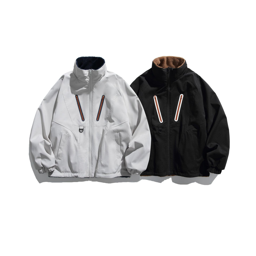 Unisex Technical Softshell Jacket with Fleece Lining and Vertical Chest Zippers Mune Fashion