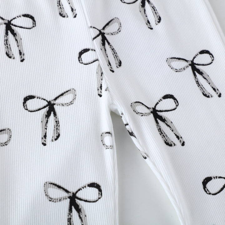 Girls flared leggings with sweet bow motif Mune Fashion
