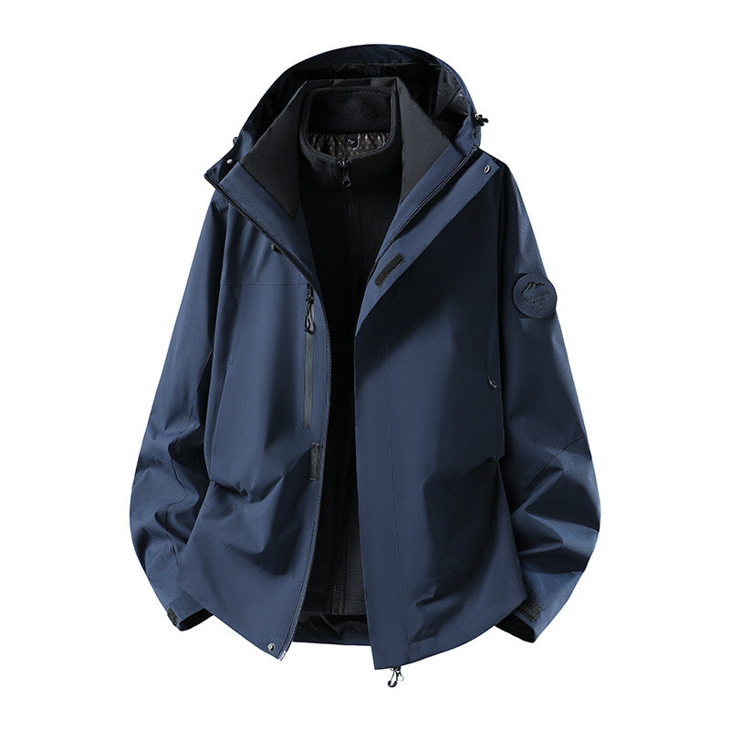 Men's two-layer softshell outdoor jacket with removable fleece lining and adjustable hood Mune Fashion