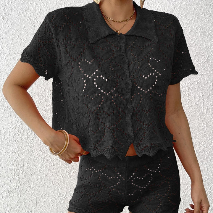 Women's airy crochet set with decorative cut-outs Mune Fashion