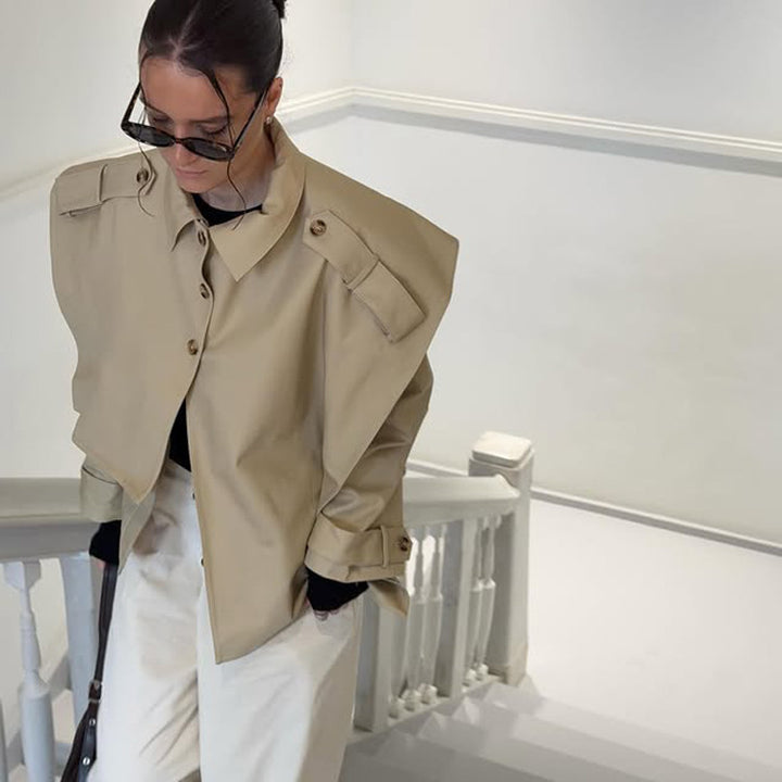 Women's short-cut oversized shoulder jacket with epaulettes Mune Fashion