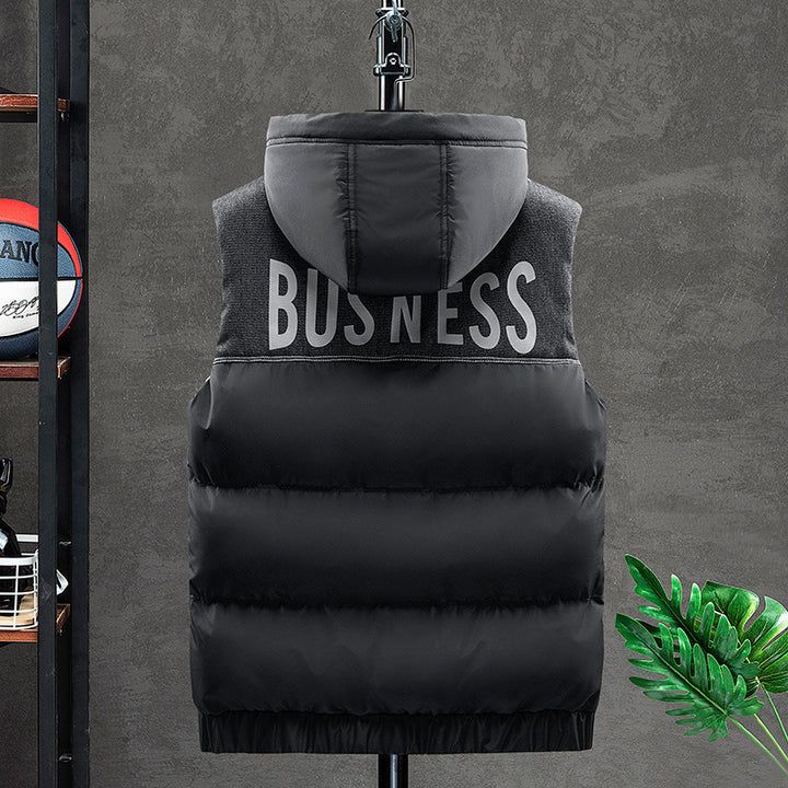 Men's Padded Hooded Vest with Shoulder Inserts and Flap Pockets Mune Fashion
