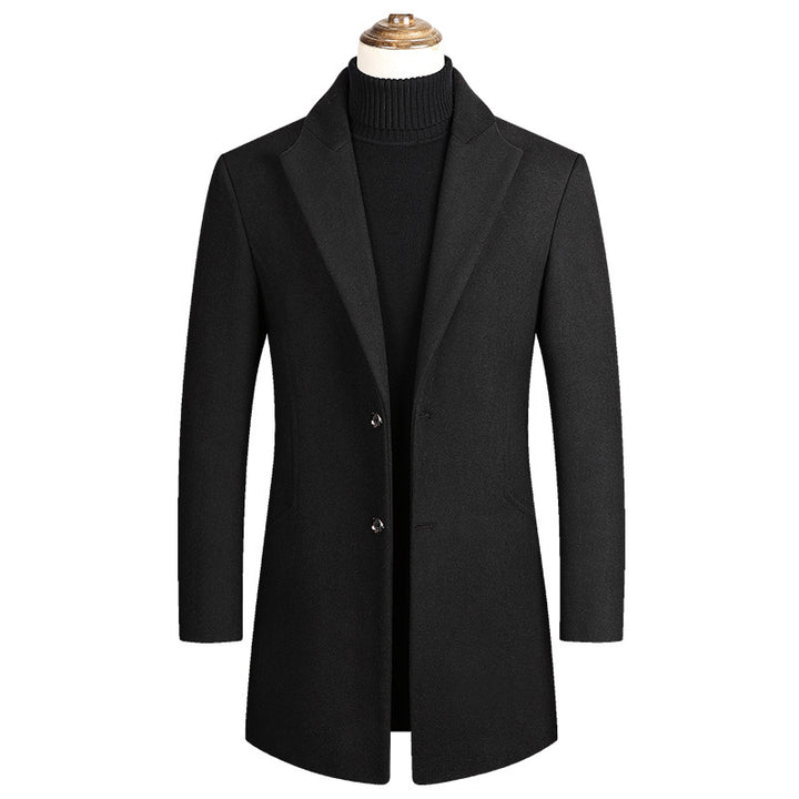 Men Tailored Wool Blend Coat with Notch Lapel and Two-Button Closure Mune Fashion
