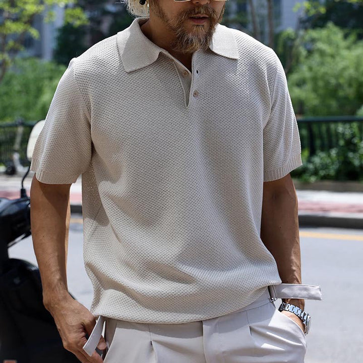 Men's Structured Short Sleeve Polo made of Light Cotton Knit Mune Fashion