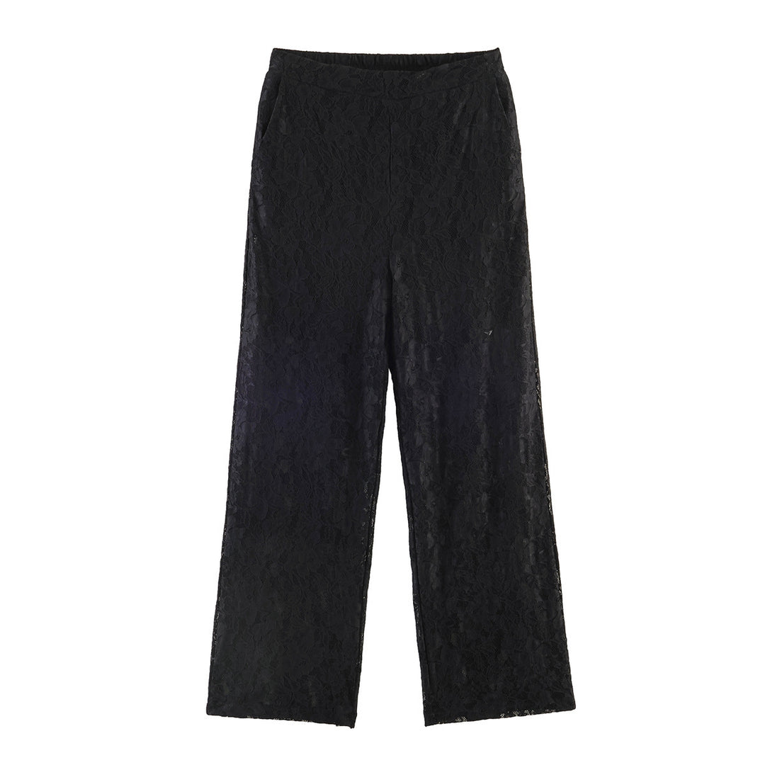 Women High Elastic Lace Pants with Wide Leg and High Waist Mune Fashion