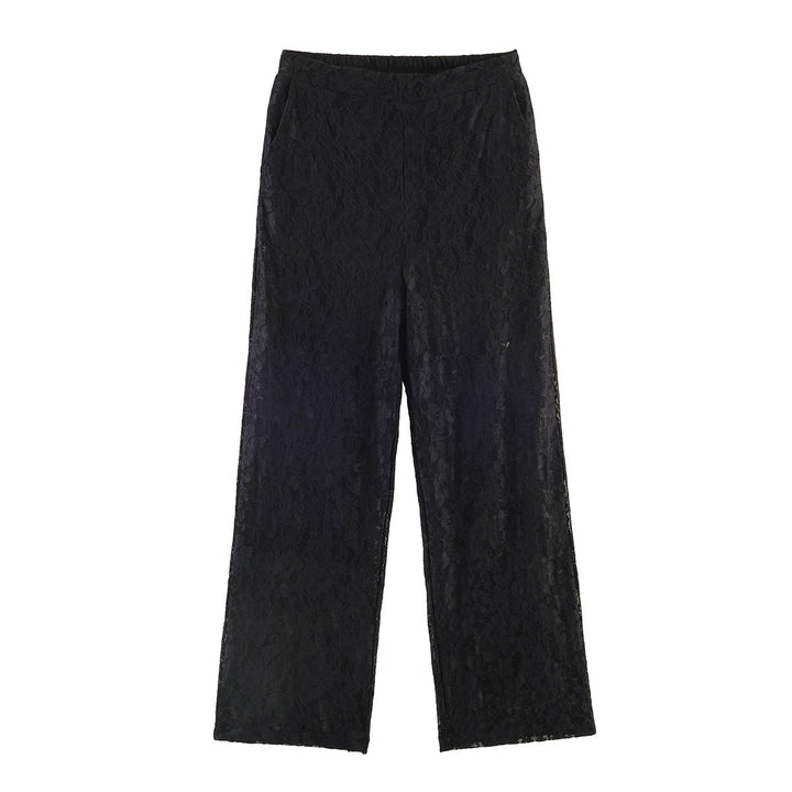 Women High Elastic Lace Pants with Wide Leg and High Waist Mune Fashion