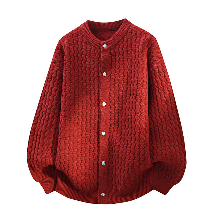 Women's Oversized Cardigan with Fine Textured Structure & Pearl Button Placket Mune Fashion