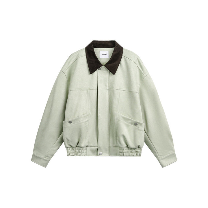Unisex Short Cropped Boxy Blouson Jacket with Cord Collar and Elastic Waist Mune Fashion